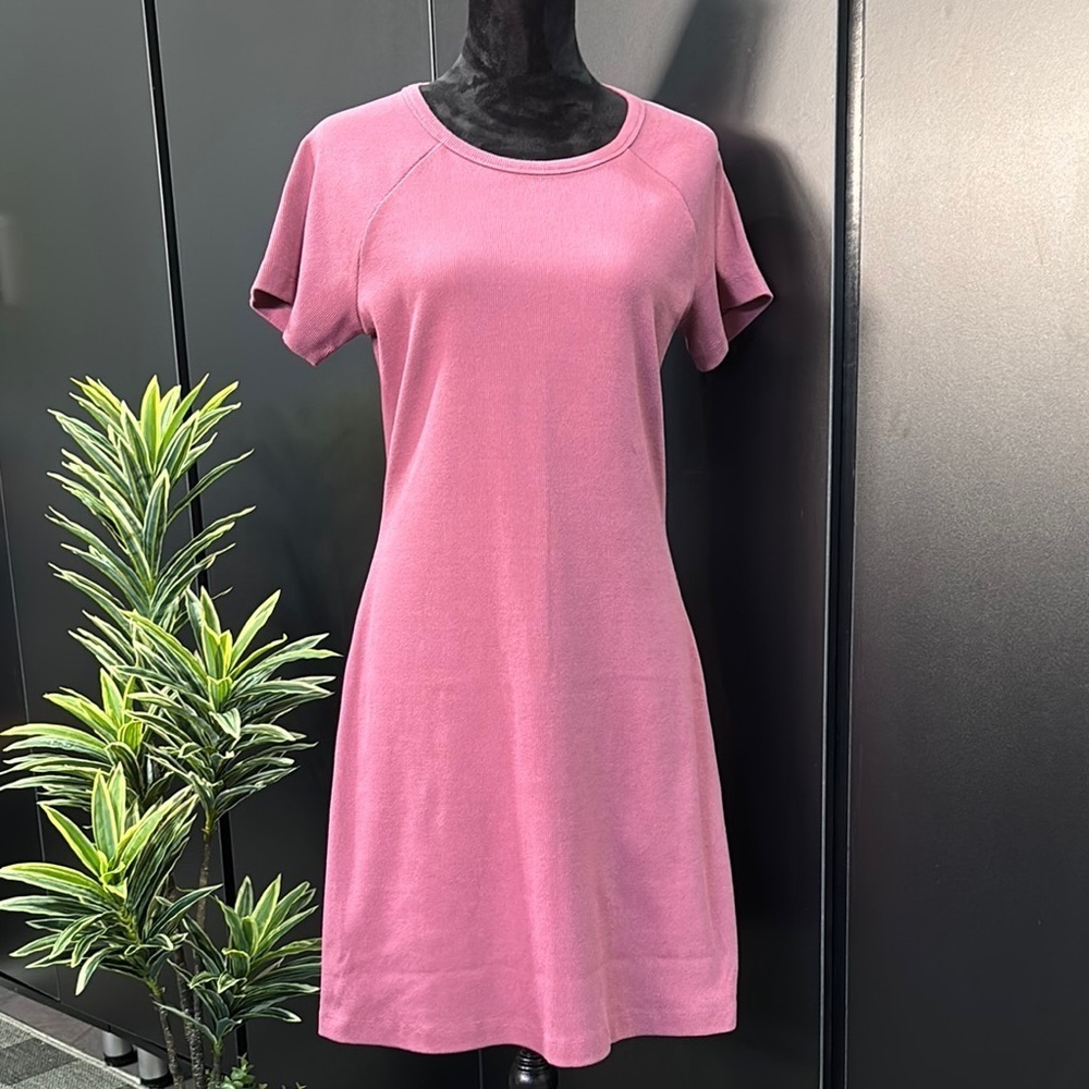 UpWest Cotton Rib Knit short sleeve,round neck,Tee shirt,shift,soft stretch midi